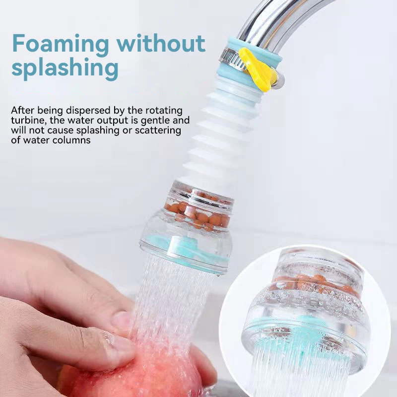 Grifo de Agua Extensible y Giratorio con Filtro Antisalpicaduras, Boquilla de Ahorro de Agua para Cocina, Extensión de Grifo con Pulverizador y Filtración para Agua Limpia