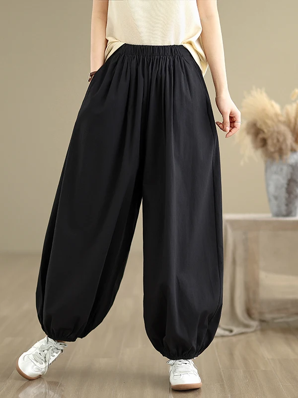 بنطلون نسائي صيفي خفيف كاجوال بتصميم زهور، فضفاض ومريح، بحافة حادة، بنطلون هارلان بأسلوب عملي، خصر طبيعي، بنطلون طويل #5