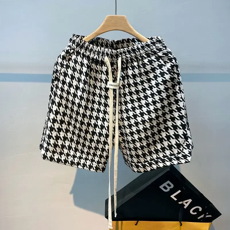 

Новинка 2023 года, летние трендовые повседневные свободные и дышащие быстросохнущие шорты с эластичной резинкой на талии для мужчин, шорты с сеткой «Тысяча птиц»