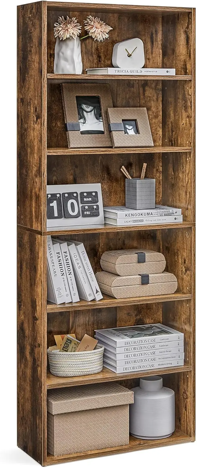 VASAGLE CUSTOS Collection - Bookshelf, 6-Tier Bookcase, Book Shelf, Open Storage Shelf, 9.4 x 23.6 x 63.3 Inches, for Li