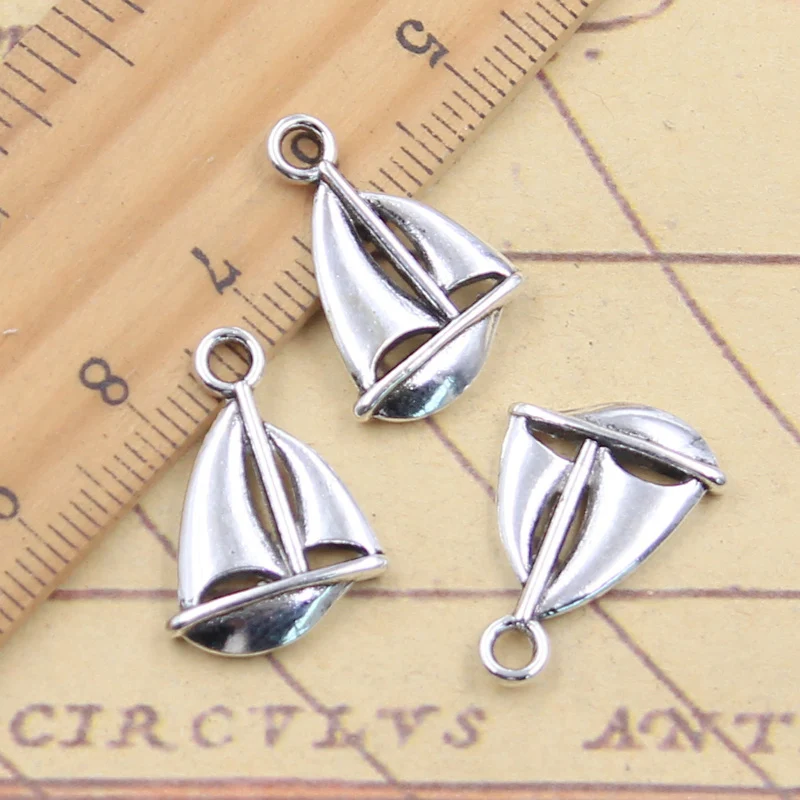 20 szt. Charms łódź żaglowa 20x14mm tybetańskie srebrne wisiorki antyczna biżuteria robienia rękodzieła ręcznie robionego