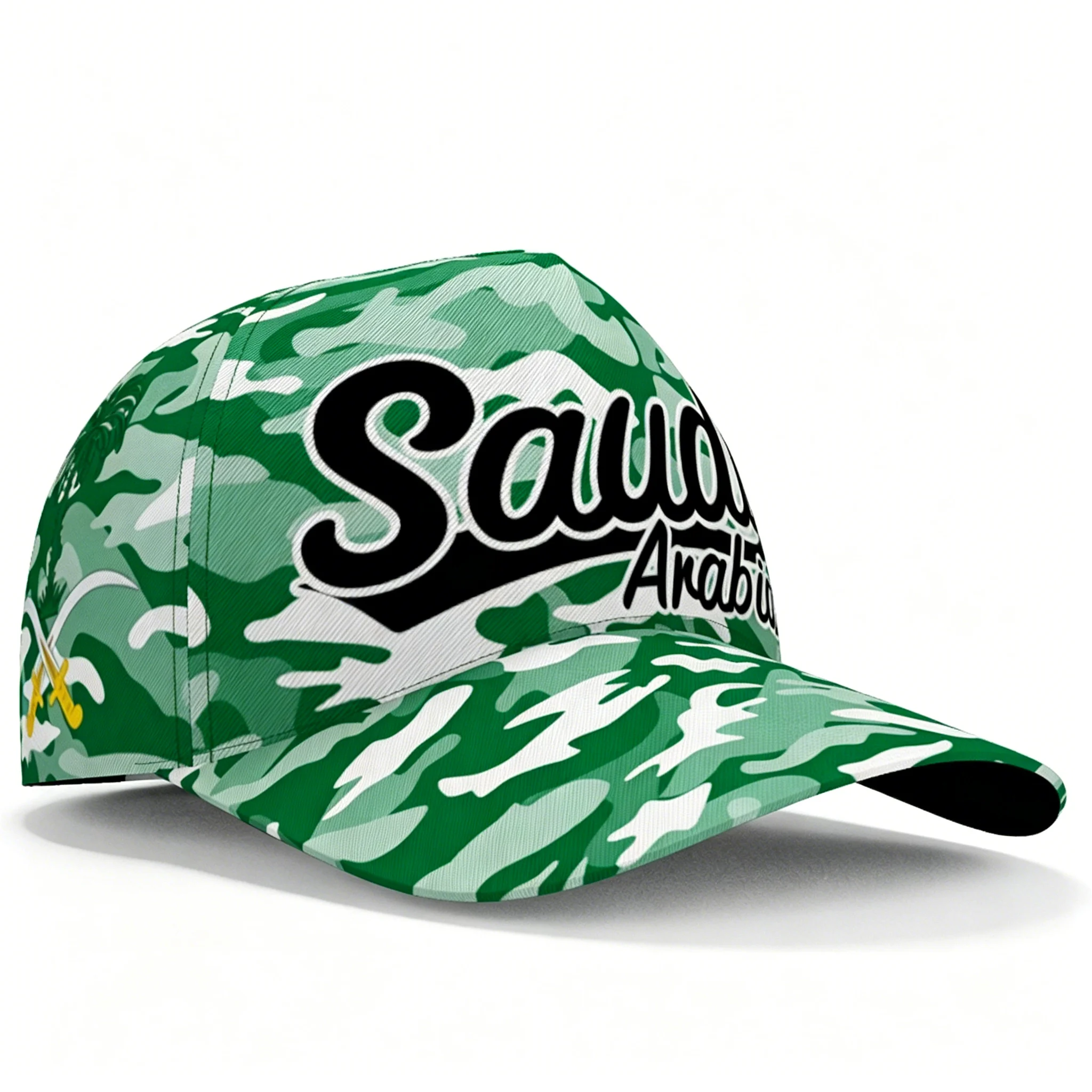 Saudi Arabia Script Sword National Flag Baseball Cap Adjustable Lightweight Snapback Outdoor Casual Football Sports Fan Sun Hat view 2