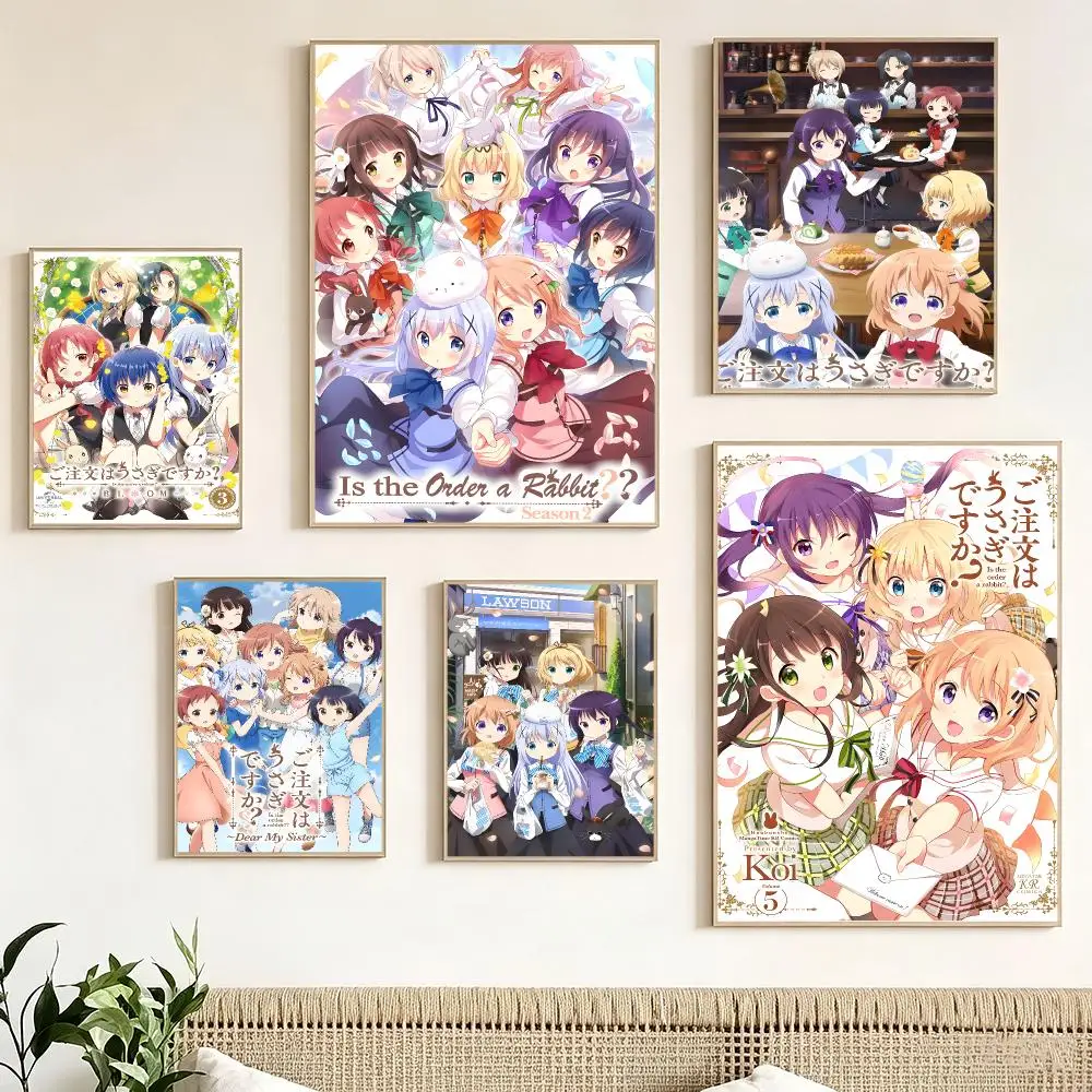 Anime Is the Order a Rabbit Poster impermeable para el hogar sala de estar dormitorio bar decoracion estetica
