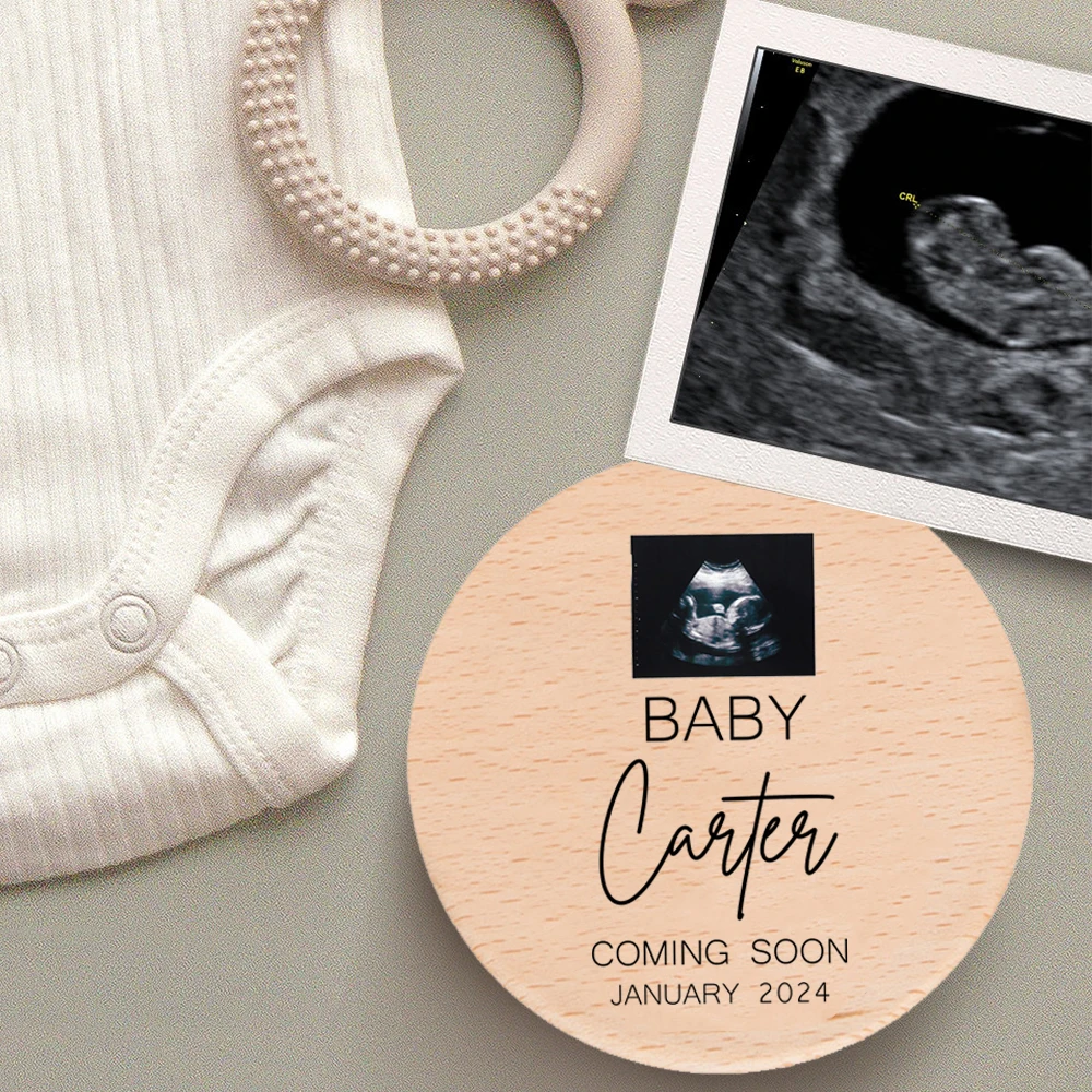 Personalised Baby Announcement Arriving Soon Sign Plaque Baby Scan Photo Prop Plaque Wooden Baby Announcement Sign