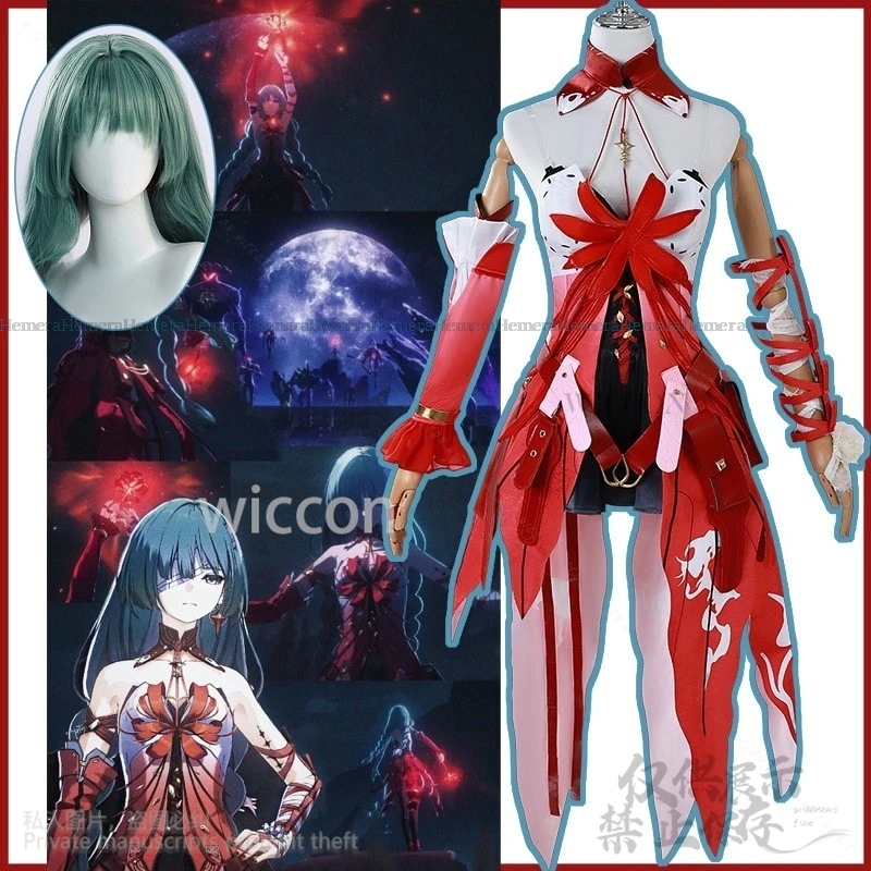 Anime Game Wuthering Waves Cosplay Phrolova Costume Red Spider Lily Suit Gorgeous Lolita Wig For Woman Girls Halloween Christmas