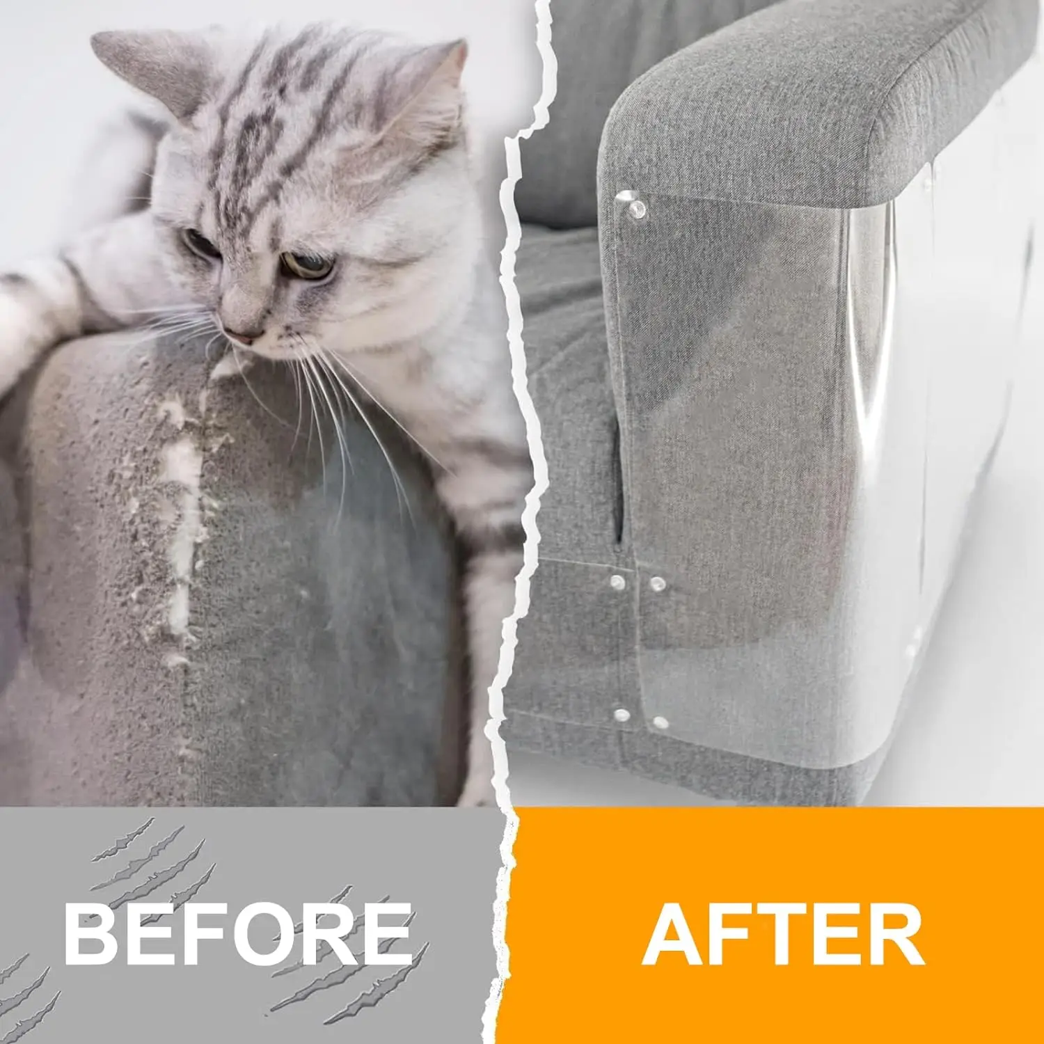 4/6Pcs Extra Large Anti Cat Scratch Furniture Protector Cat Training Self-Adhesive Couch Clear Tape for Sofa Door Walls