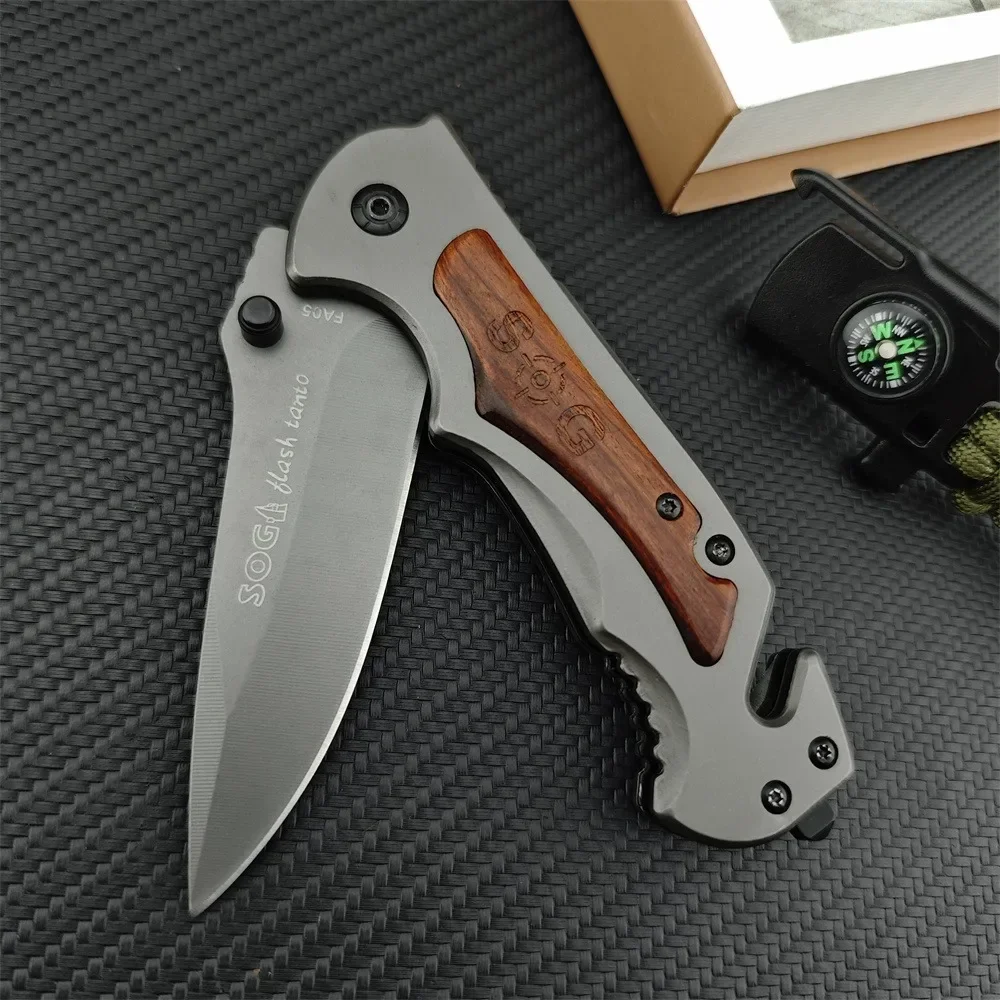 TOPS FA05 FA20 Pocket Flipper Folding Knife 5Cr13Mov Blade 420 Steel with Colored Wooden Handle Outdoor Tactical Knife EDC Tool