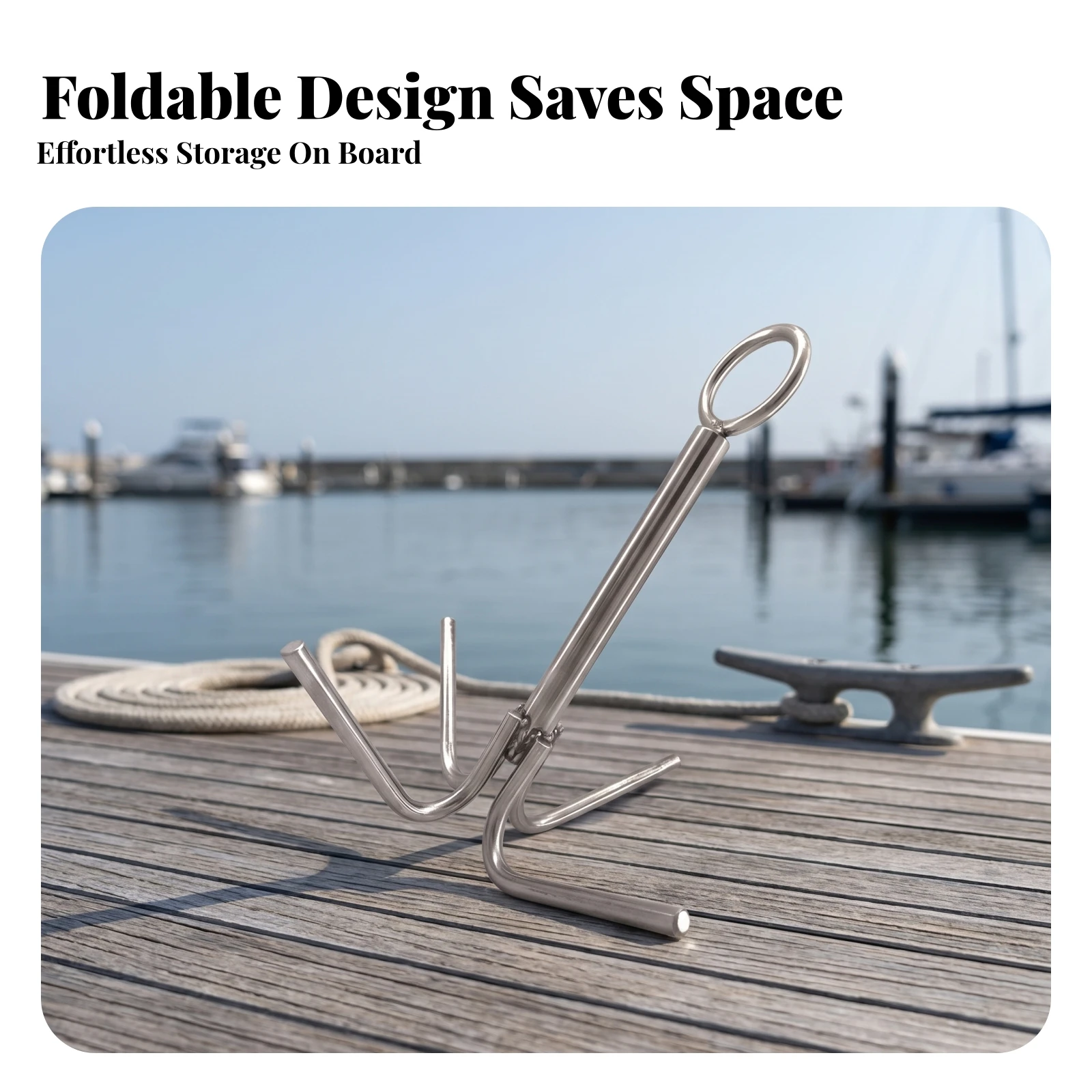 Silver 4-Prong Boat Anchor 4-Claw Grappling Hook Corrosion Resistant Four-Prong Anchor Hook