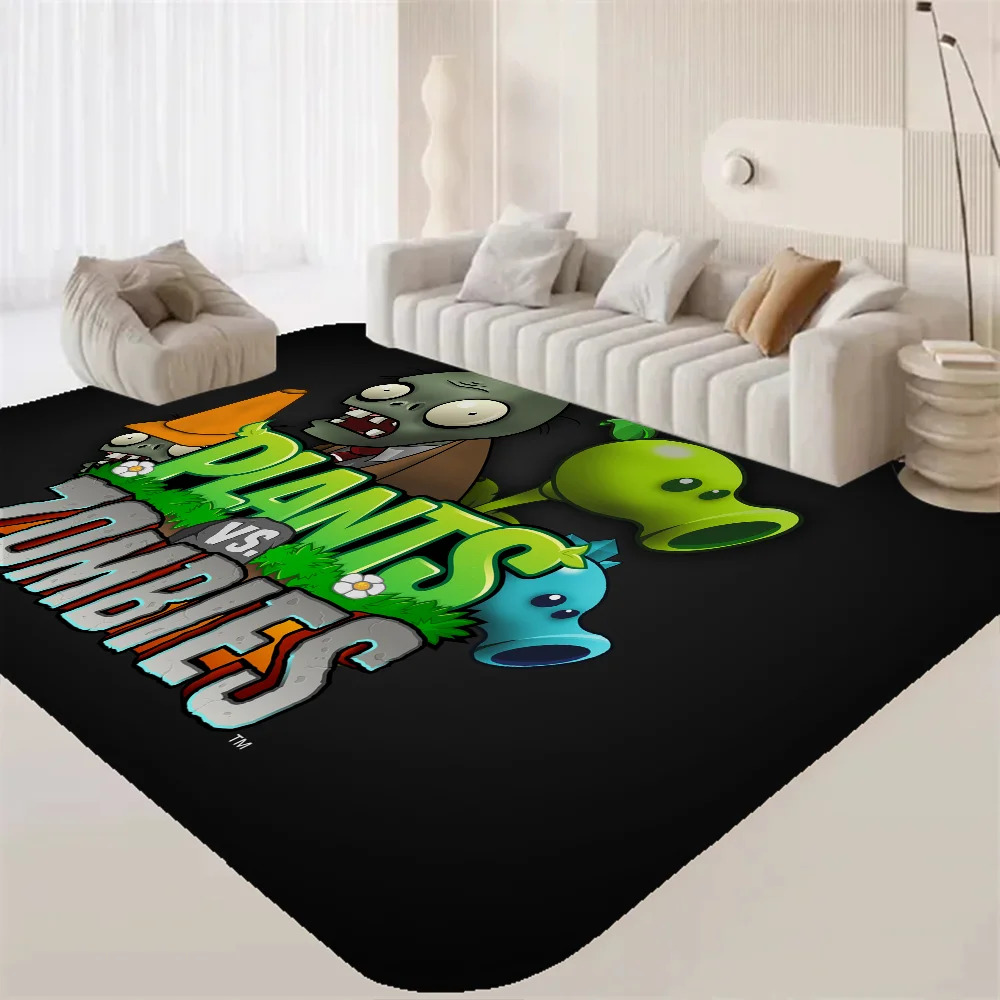 P-Plants-vs Cartoon Z-Zombie Entrance Door Mat Washable Non-Slip Living Room Sofa Chairs Area Mat Kitchen Welcome Doormat