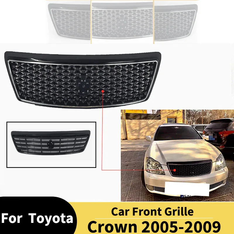 For Toyota Crown 2005 2006 2009 Car Front Grille Racing Grills with Logo Honeycomb Exterior Parts Accessories Body kits Tuning