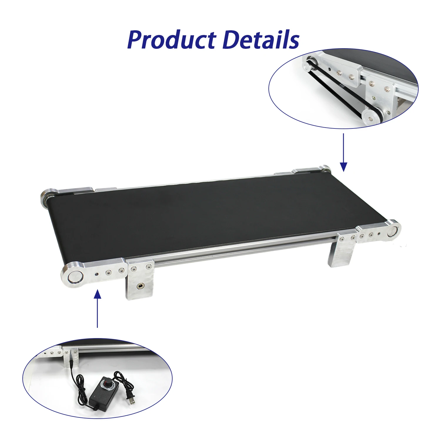 EURANNIT 25.5CM Wide Mini Conveyor Belt Aluminum Alloy Adjustable Speed Conveyor Belt Online Inkjet Printer Conveyor Accessories