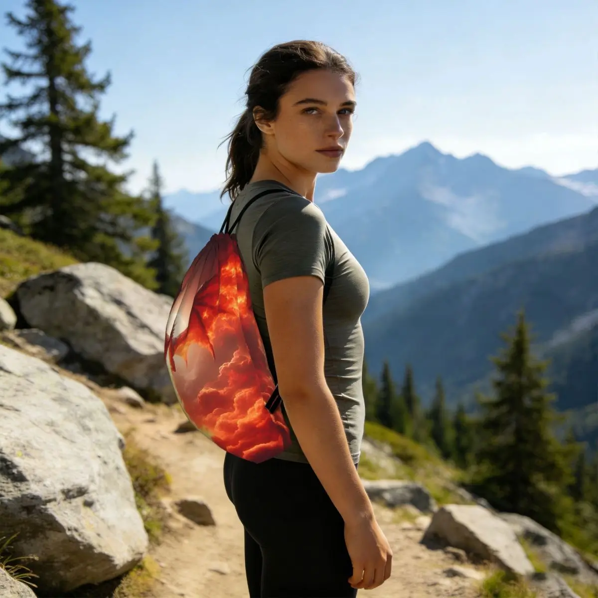 Dragon In The Fire Backpacks Fashion Drawstring Bundle Pocket Storage Bag Book Bags for Travel Students