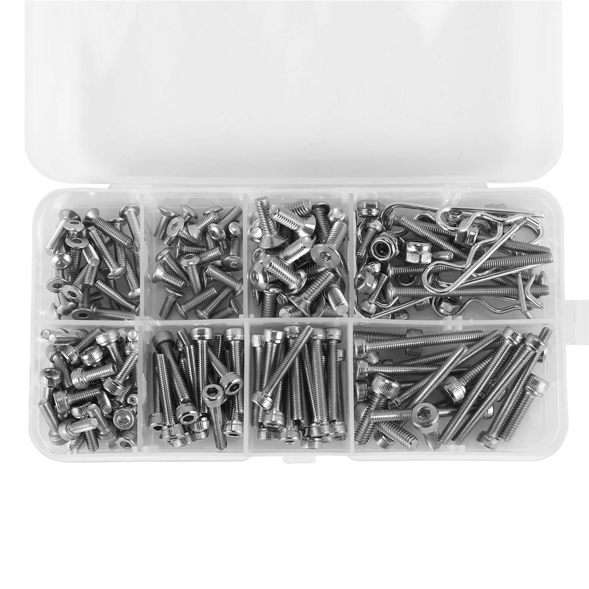 205Pcs Stainless Steel Rc Countersunk Screw Kit for 1/10 1/8 Traxxas Slash Rustler Axial Hsp Hpi Arrma Redcat Rc