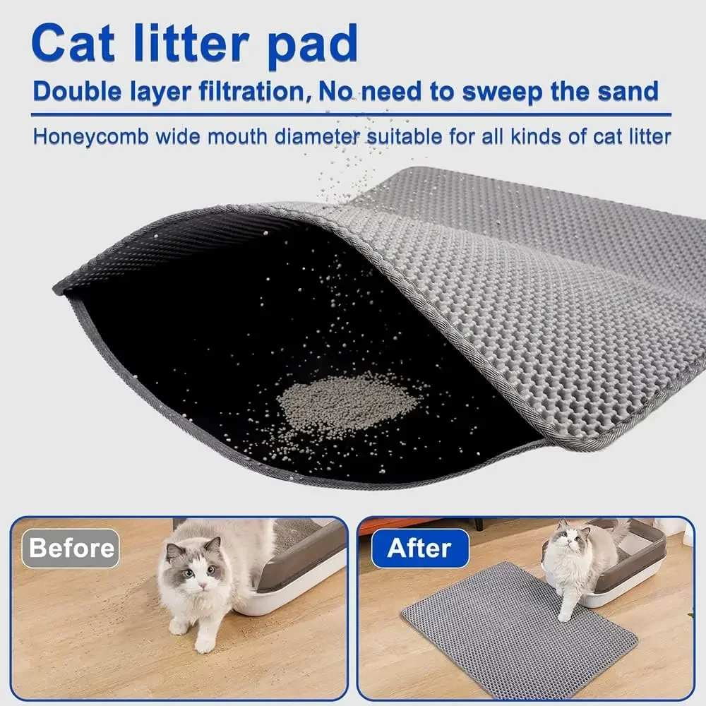 Pet Cat Litter Mat Waterproof Double Layer EVA Foldable Cat Litter Trapping Pet Carpet Bed Pads for Cats Pet Clean Supplies