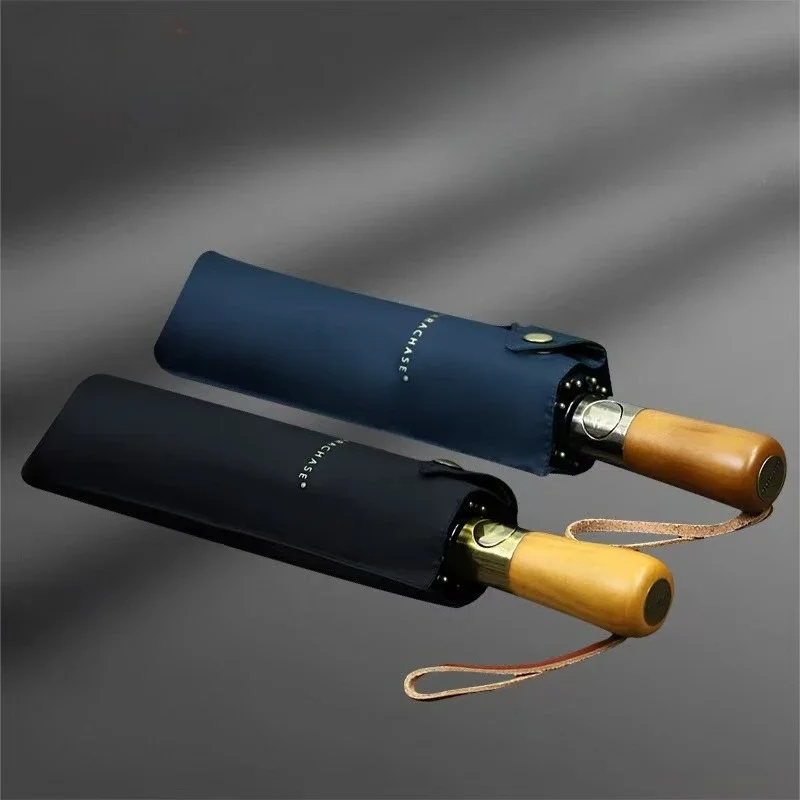 OLYCAT Fully Automatic Umbrella Men, 10K Windproof Folding Umbrella, 280T Fabric, Big Golf Parasol Umbrella Wooden Handle