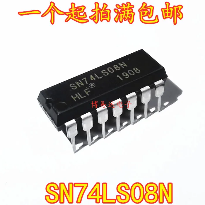 インラインクワッド2入力およびゲート、sn74ls08n 74ls08 dip14、新品