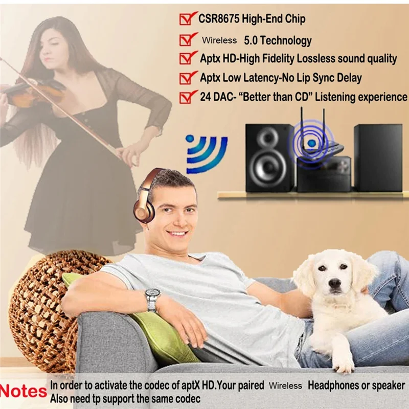 AS95-NFC 80M بلوتوث 5.0 جهاز ريسيفر استقبال وإرسال الصوت Aptx LL HD محول لاسلكي SPDIF AUX 3.5 مللي متر للكمبيوتر TV زوج 2 سماعات