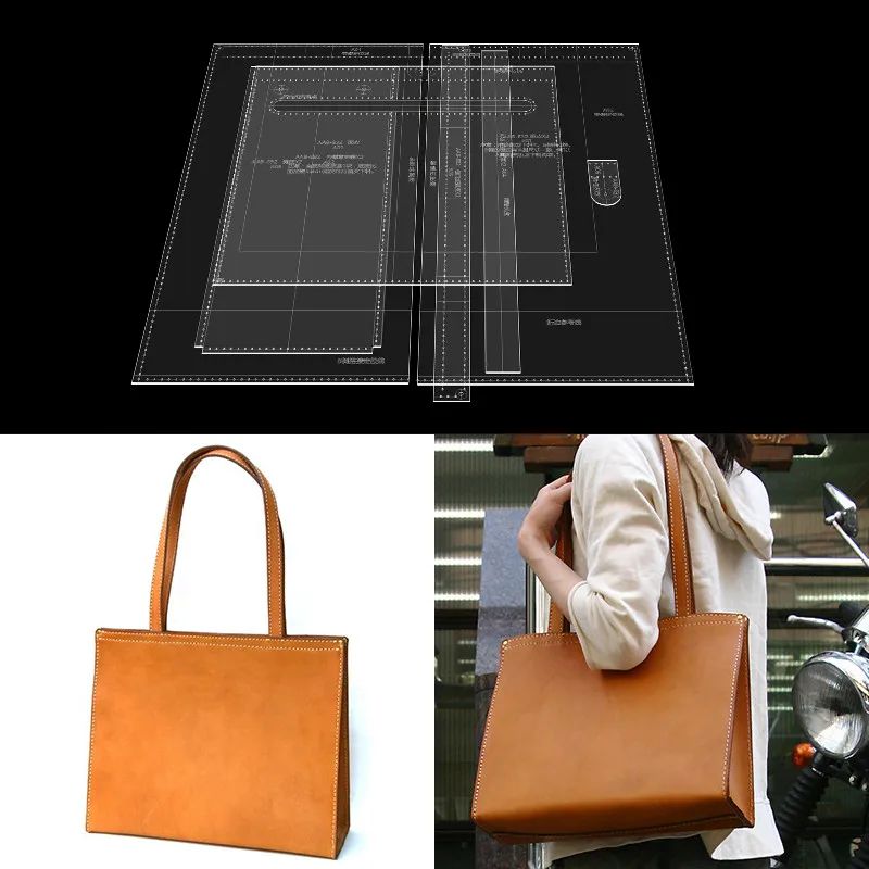 Leather Tools DIY Handmade Leather Goods Crafting Acrylic Template Pattern Women\'s shoulder tote bag Version Drawing Mold