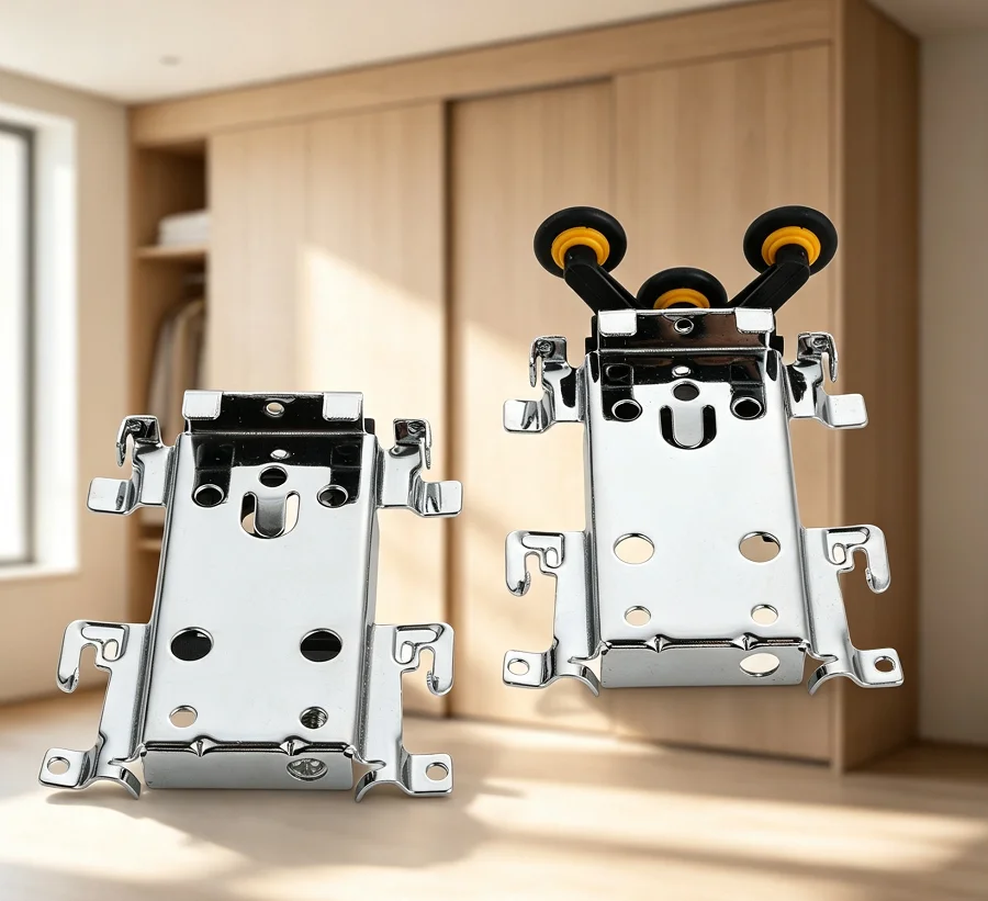 2pcs Wardrobe Sliding Door Rollers Upper and Lower Wheels Durable Pulley with Install Accessories Thickened Old-style Cabinet