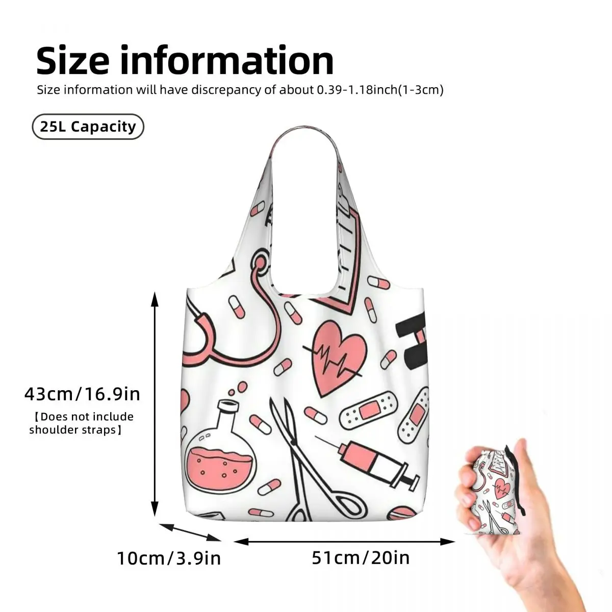 Enfermera En Apuros Doctor Nurse Medical Shopping Tote Bag Canvas Large Capacity Shoulder Bags Shopper Grocery Handbag for Women