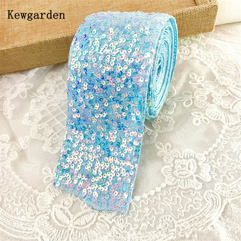 Kewgarden Glitter Ribbon 6cm DIY Handmade Butterfly Hair Accessories for Children 11 Yards Sparkling