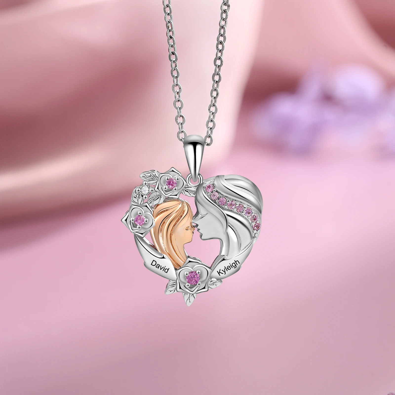 Personalisierte Halskette mit Anhänger für Mutter und Tochter, Herzschmuck, individueller Name, Muttertagsgeschenk für Frauen, Mutter, Ehefrau, Oma, Nana