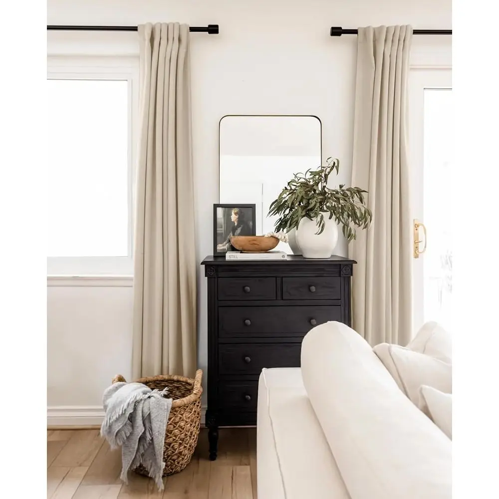 Rideaux occultants en lin, longueur 96, ensemble de 2 panneaux avec languettes arrière, isolation thermique pour chambres à coucher, couleur flocons d'avoine