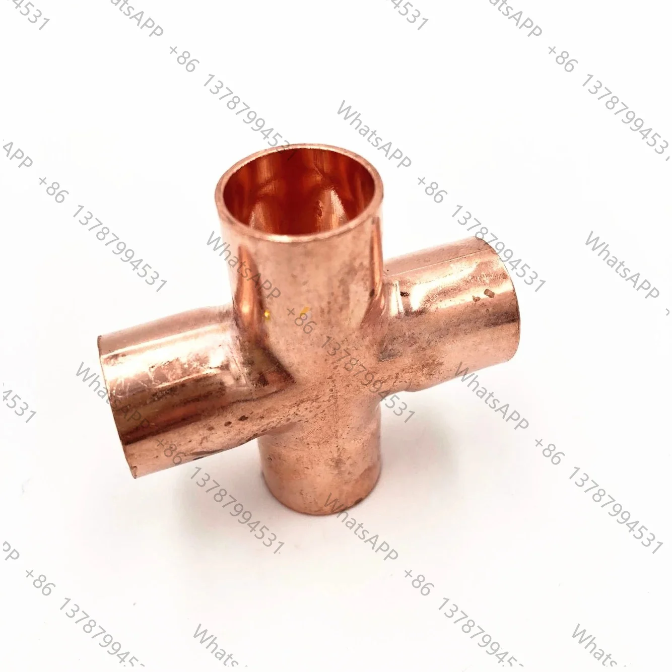6.35/9.52/12.7/15/16/22/28/35mm x 0.8/1/1.2mm Copper End Feed Equal Cross 4Ways Plumbing Sanitary Pipe Fitting for Gas Water Oil