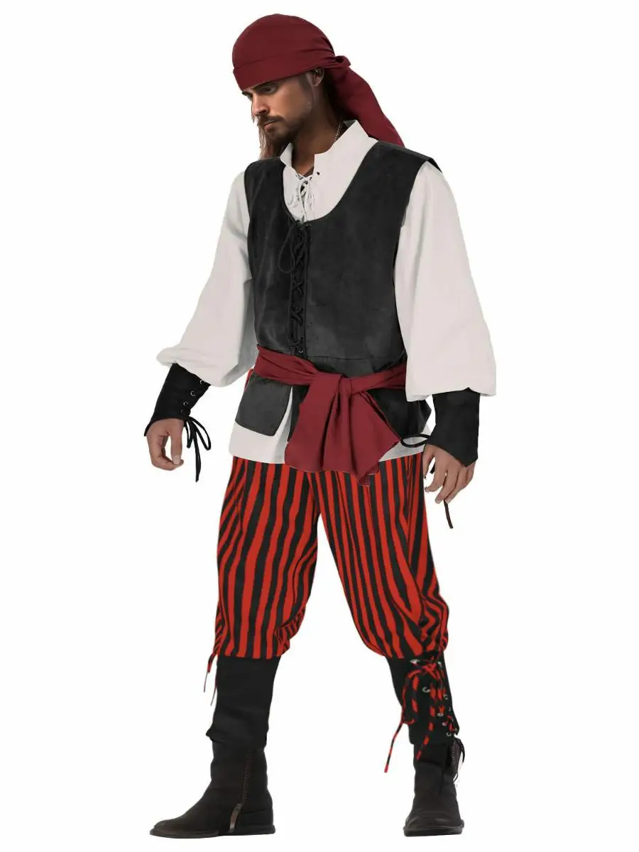 جديد loween الكاريبي القرون الوسطى القراصنة سترة الكبار مرحلة الأداء زي مادة البوليستر الاتجاه العرقي Faion