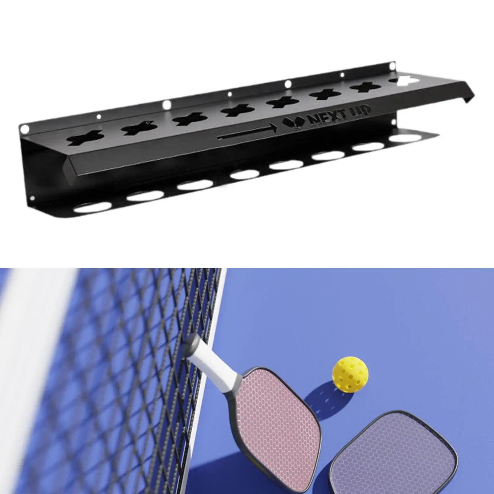 Pickleball Paddle Rack Wall Mounted Display Shelf Metal Portable Paddle Holder