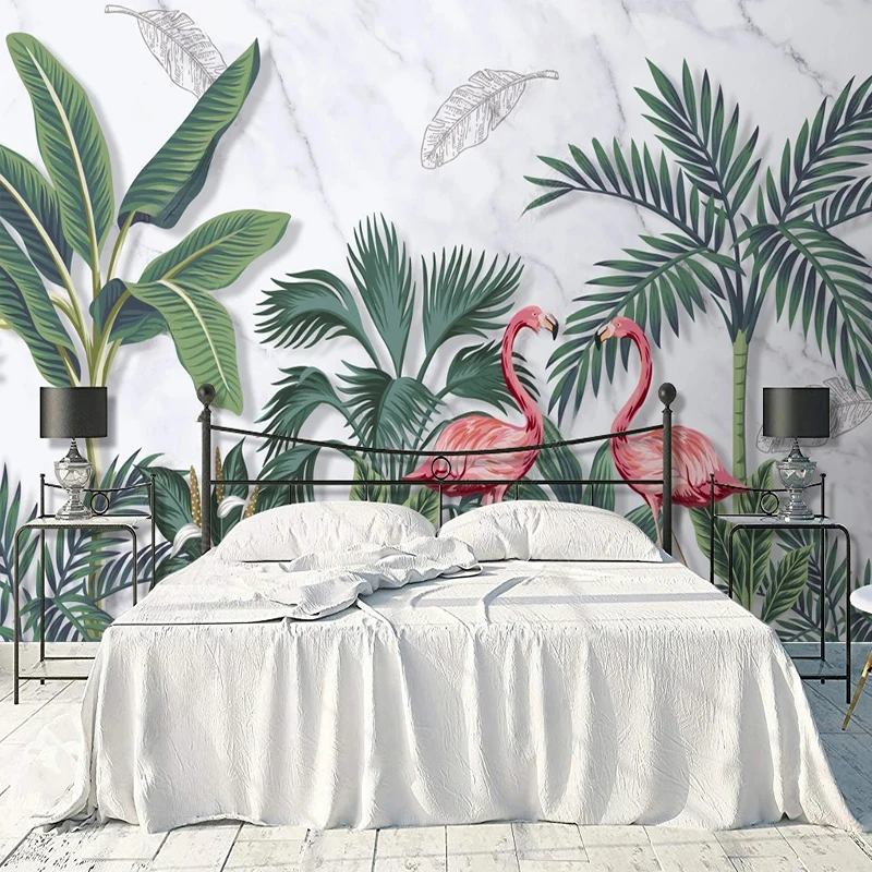 

European Creative Tropical Plant Leaves Photo Mural Wallpaper Living Room Bedroom Home Decoration Waterproof Wall Cloth Fresco