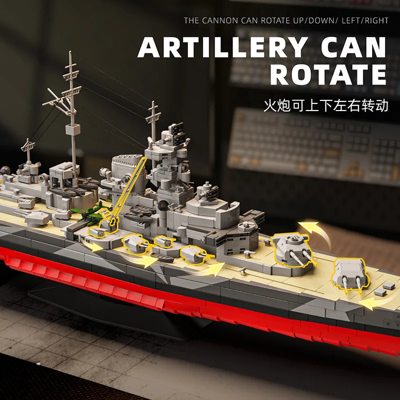 

1:300 Scale 33in TIRPITZ Battleship Warships Building Blocks Toy WW2 Military Series MOC Boat Bricks Toys for Boys Adult Gifts