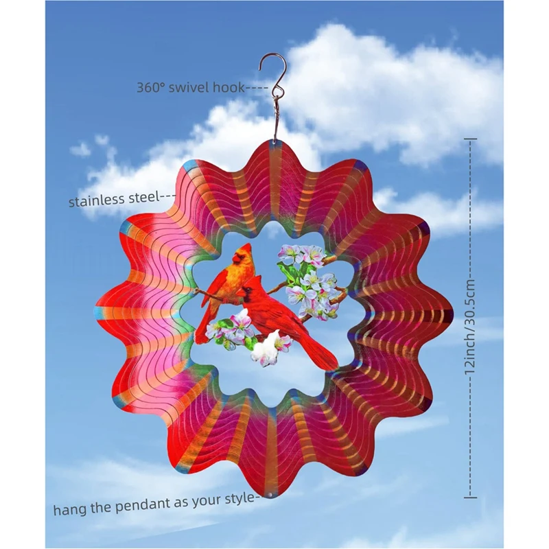 Outdoor Wind Spinner For Garden Cardinal Gifts For Women/Men Hanging Lawn Ornaments Wind Sculpture With 3D Visual Effect