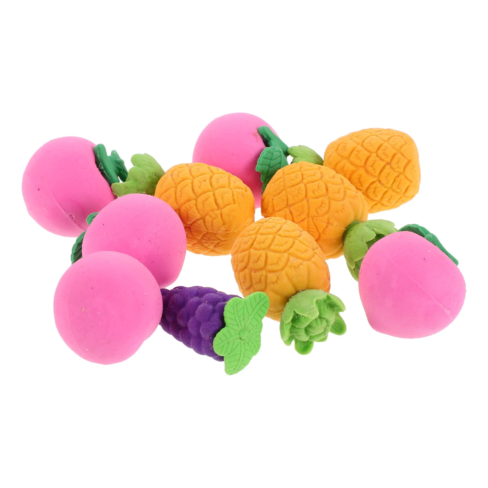 

10Pcs Pineapple Grape Peach Erasers for Novelty Pencil Erasers Cartoon Design Classroom Prizes Party Favors Kawaii
