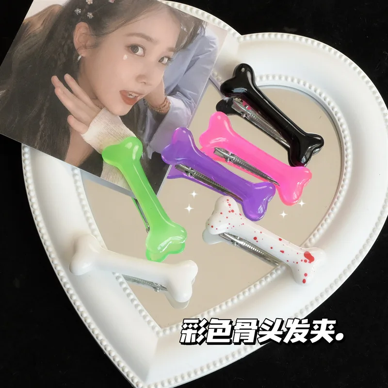 2Pcs  Japanese Style Spicy Girl Hair Clip One Line Fashionable and Personalized Bone Clip New Type of Bangs Resin Side Clip