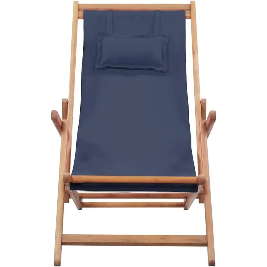 Folding Beach Chair for Outdoor Use, Steel Frame with Blue Polyester Fabric, Lightweight and Portable Design