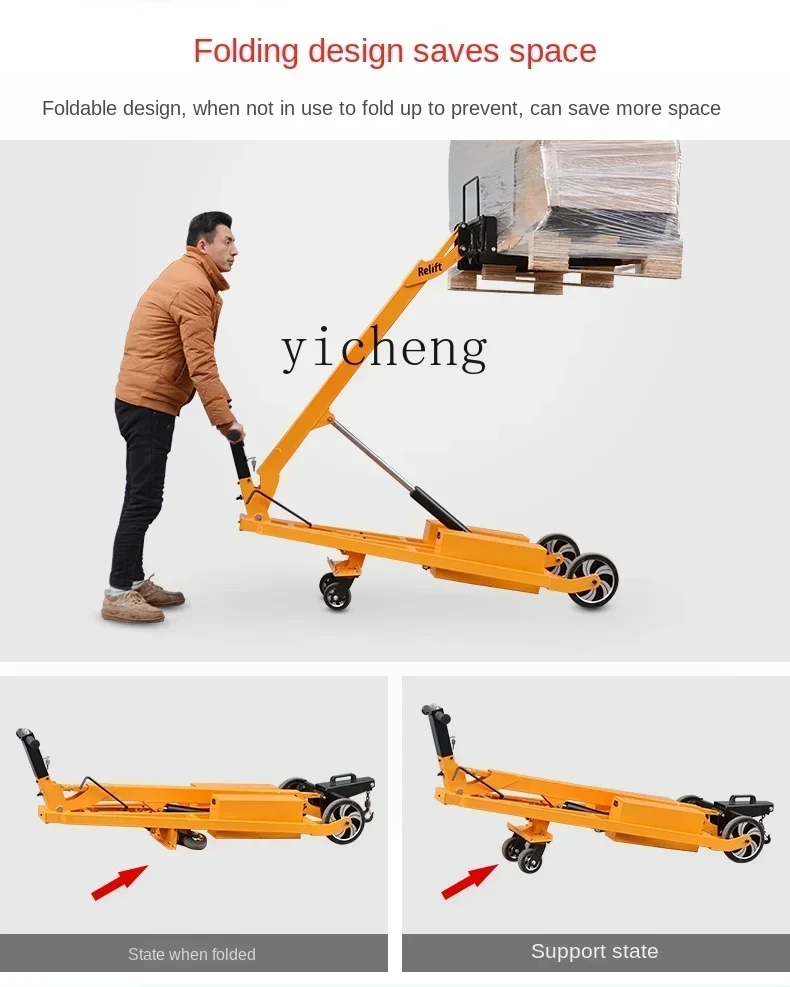 

V5.11 Hand Push Foldable Crane Loading and Unloading Truck Electric Hydraulic Stacking Truck Single Arm Crane Battery Forklift