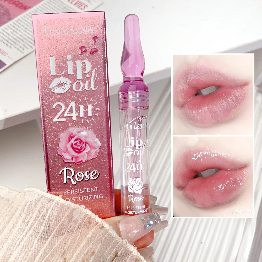 Transparent Matte To Mirror Lip Gloss Moisturize Repair Reduce Fine Line Lip Plump Serum Increase Lips Elasticity Petals Lip Oil