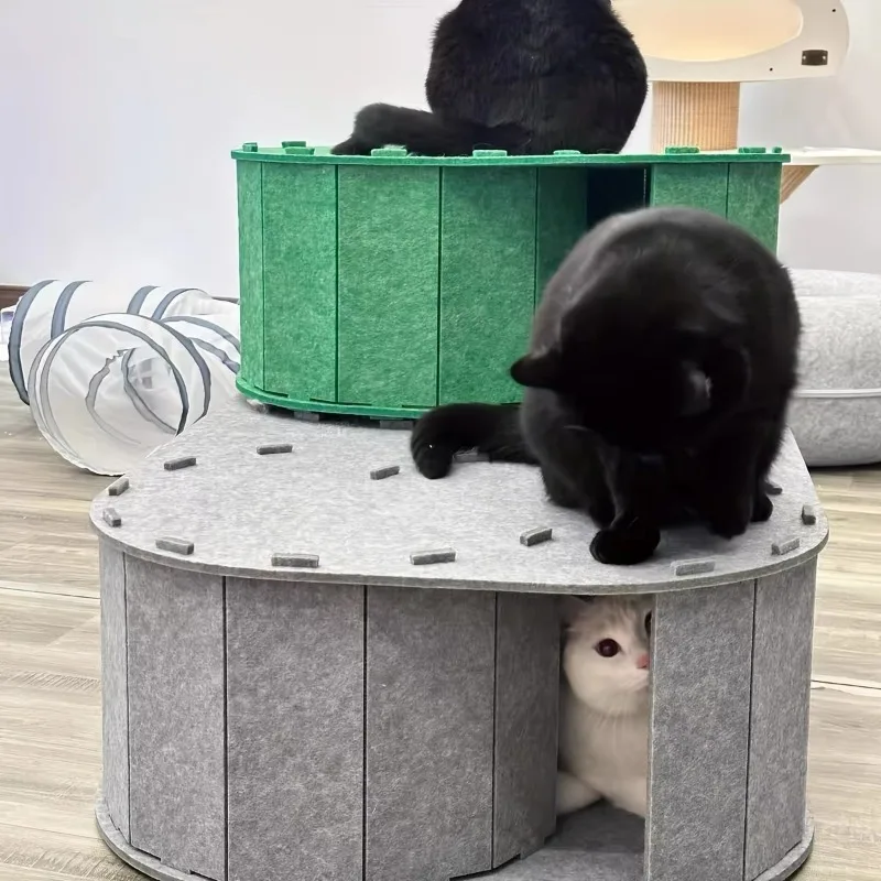 Factory Direct Compatible WithLarge Felt Pet Nest Tunnel Cat Bed - Removable Scratching Board Teaser Toy for Small Medium Pets