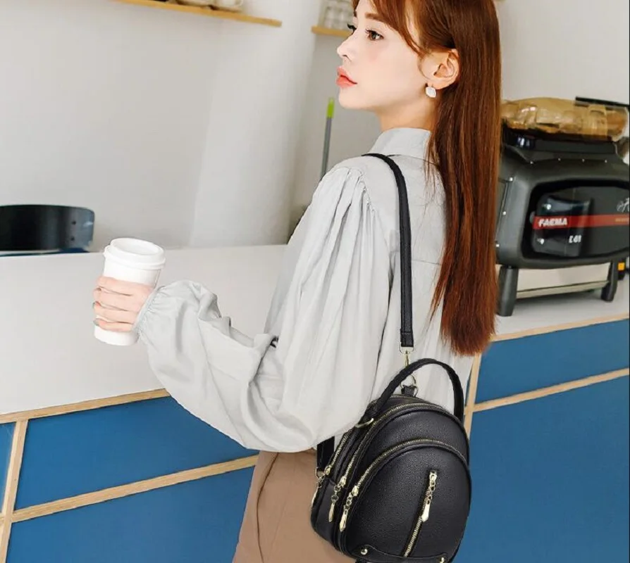 Women New Fashion Luxury Trend Korean Small Backpack High Quality Leather Shoulder Bags Multifunctional Messenger Bag Totes