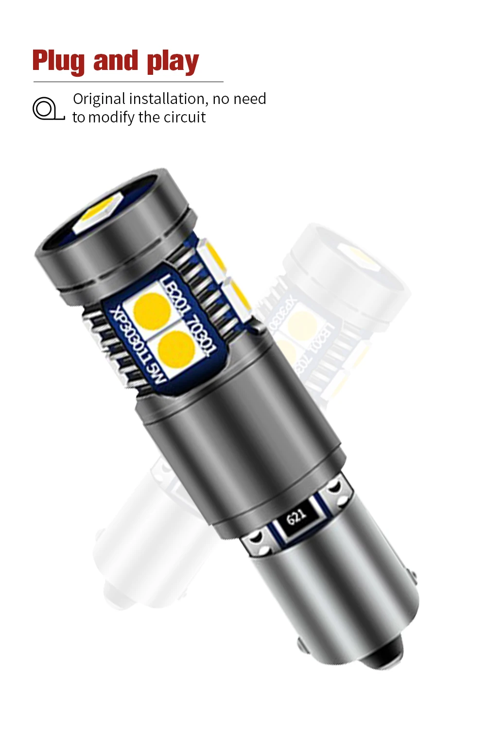 Fehlerfreie Weiße Bay9s H21W 64136 LED-Lampen für Volkswagen VW Golf MK7 GTD GTI R TSI LED-Rückfahrleuchten 12-24V – Detail 9