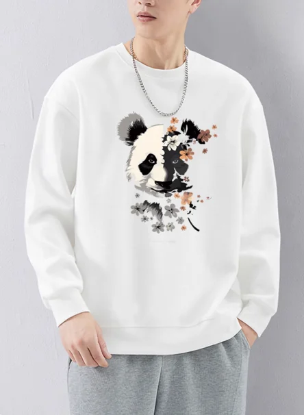 

Футболка мужская осенние трикотажные изделия винтажная одежда 90-х годов с круглым вырезом и длинными рукавами Футболка с рисунком панды с цветочным принтом Bsketball Мужская одежда Футболка с принтом