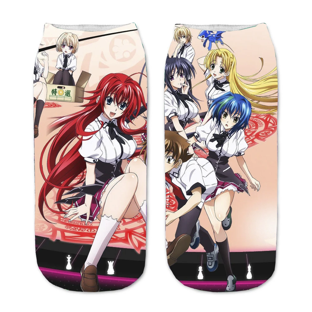 Calcetines tobilleros con estampado 3D de dibujos animados para hombre y mujer, calcetín corto de Anime para adolescentes, ideal para regalo de fiesta, DxD