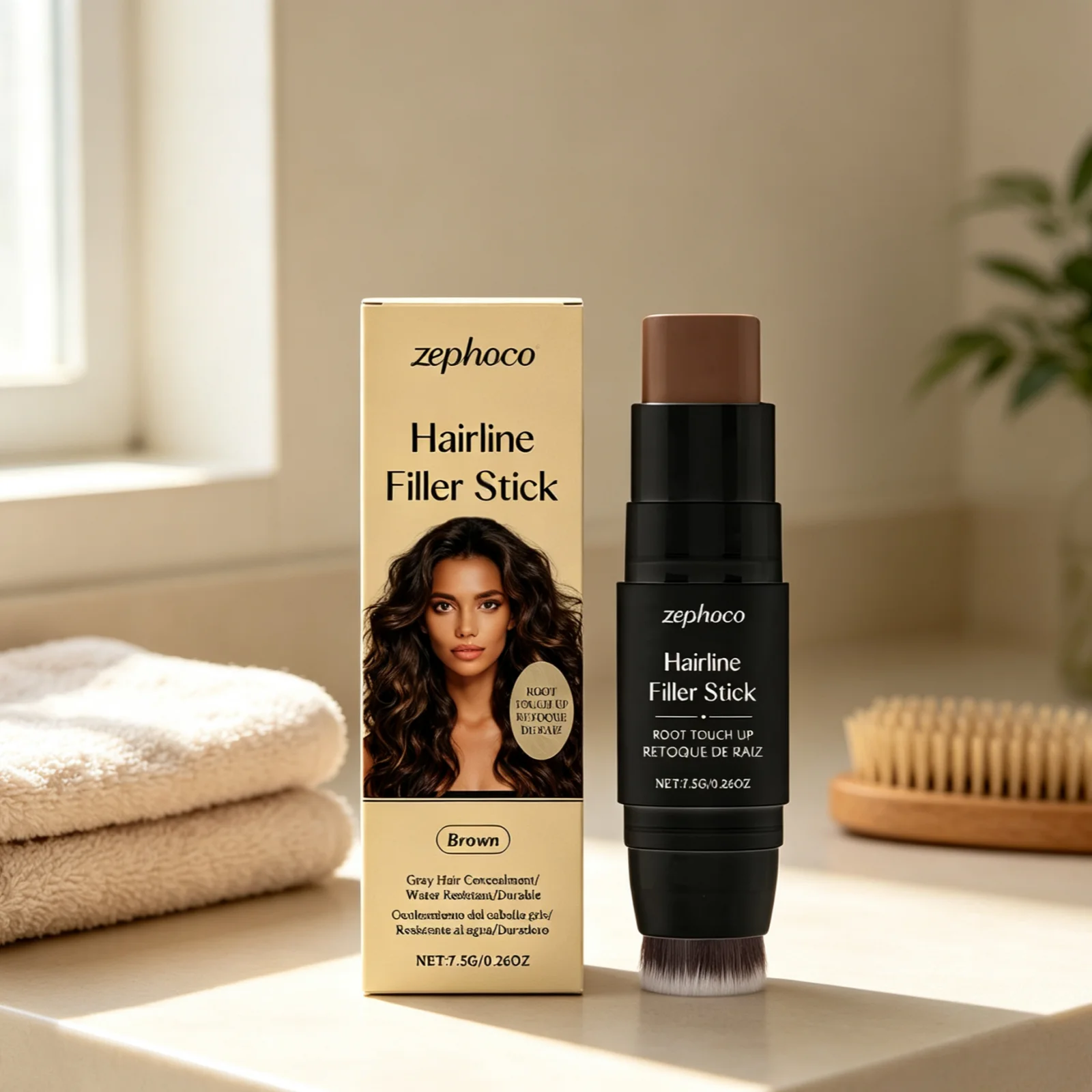 Zephoco Brown Hairline Filler Stick Long Lasting Portable Waterproof Hair Root Touch up Hair Line Modified Repair Stick Pen 7.5g
