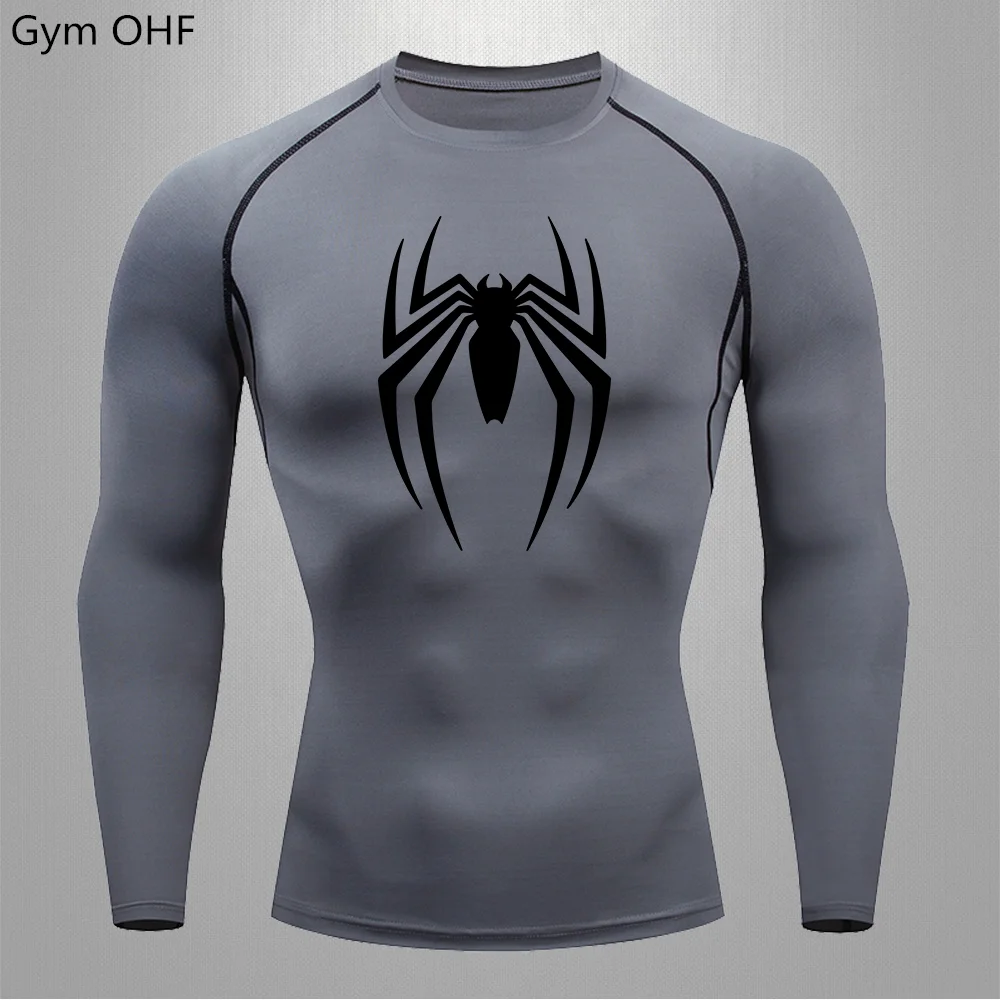 Spider Rashguard MMA Men\'S Sports Fitness Gym Musculation Jogging Running T-Shirt Tights Comprehensive Combat Jujitsu Muay Thai