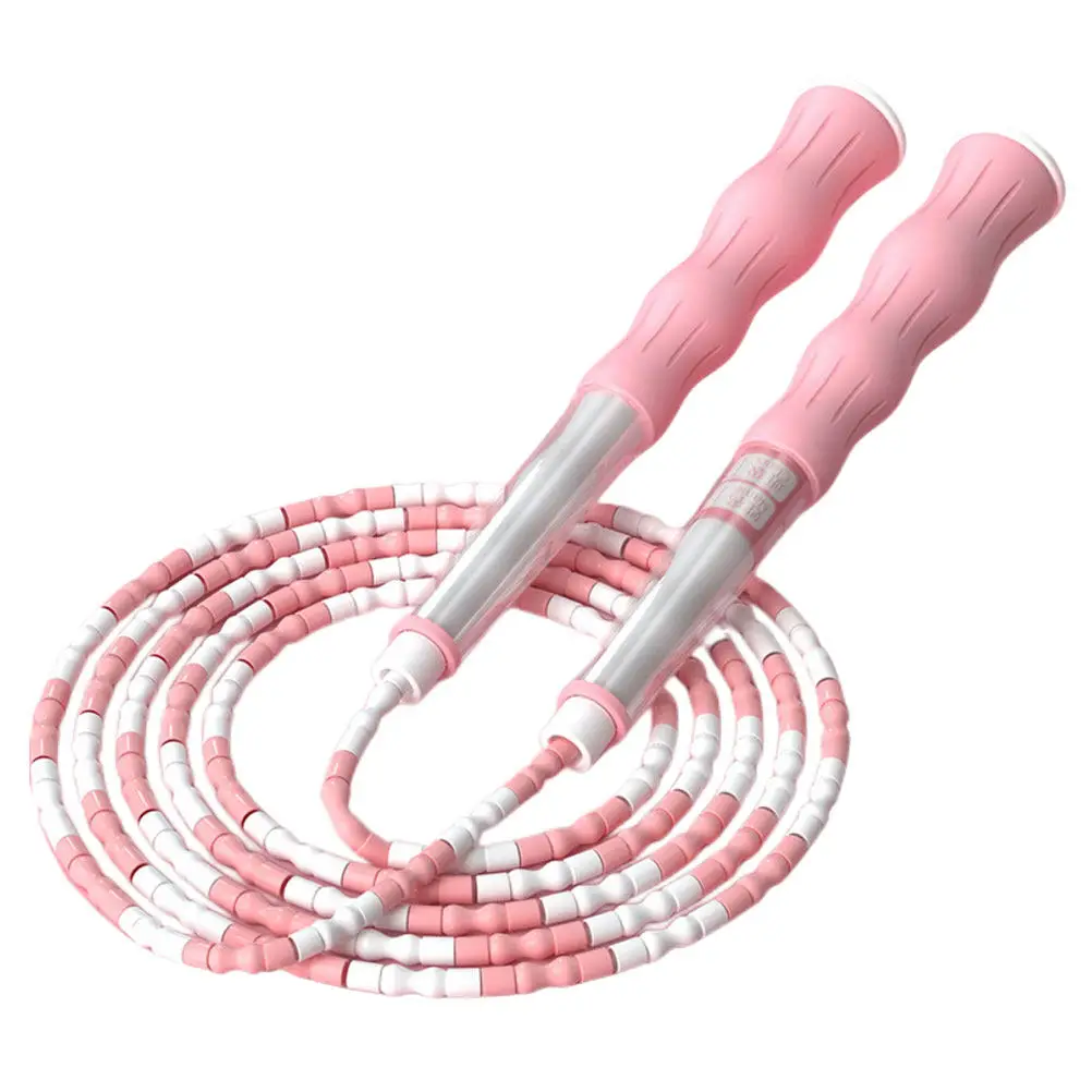 Premium PU Beaded Skipping Rope Adjustable Ergonomic Handle Anti-Skid Fitness Jumping Rope for Kids Adults Exercise Training