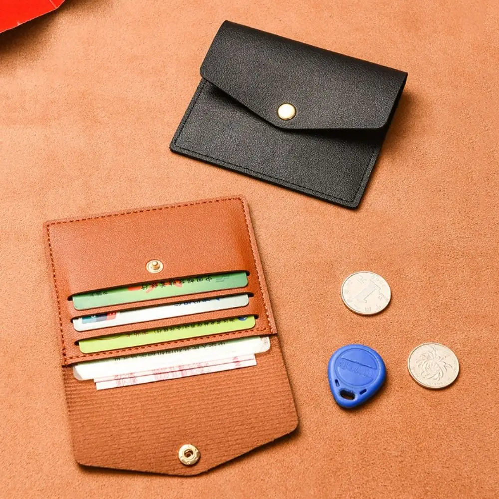 حافظة بطاقات عالمية متعددة الفتحات بلون سادة من جلد البولي يوريثان، محفظة جلدية للرجال والنساء