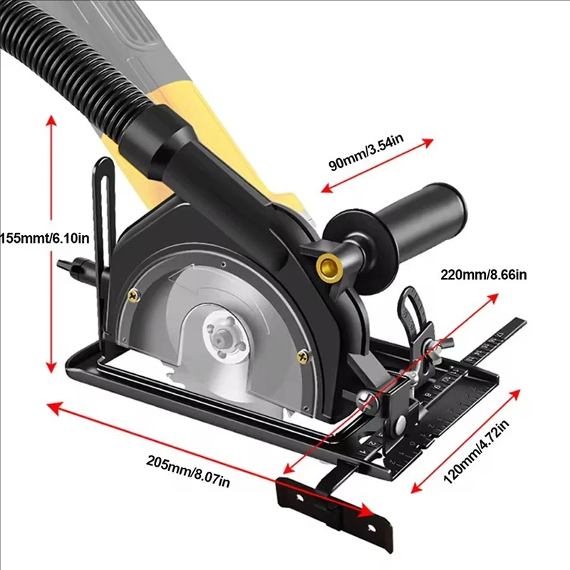 Base de soporte Hander para máquina de corte, mesa de carpintería para amoladoras angulares de 100-125 mm con cubierta antipolvo 45 °   Ajustable