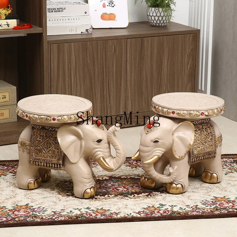 FG elephant ornament, floor-to-ceiling decoration next to the TV cabinet in the , entry-level shoe change stool decoration