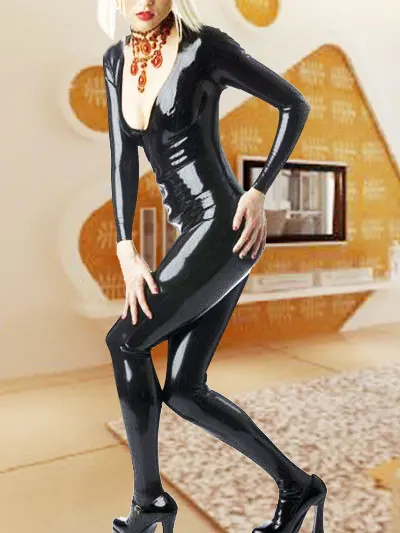 

Gummi 100% NEW Latex Rubber Black sexy bodysuit party racing uniform swimming pool beach comfortable xs-xxl 0.45mm